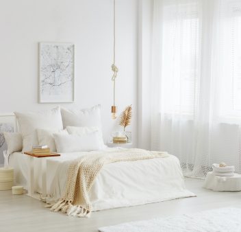 Bed with white bedding